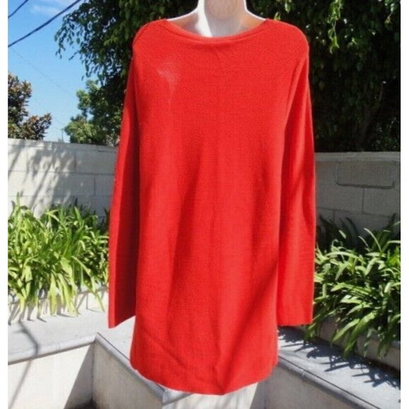 Eileen Fisher Sz PP PXS 2P 4P Red Peruvian Organic Cotton Link Tunic Sweater - Picture 8 of 12